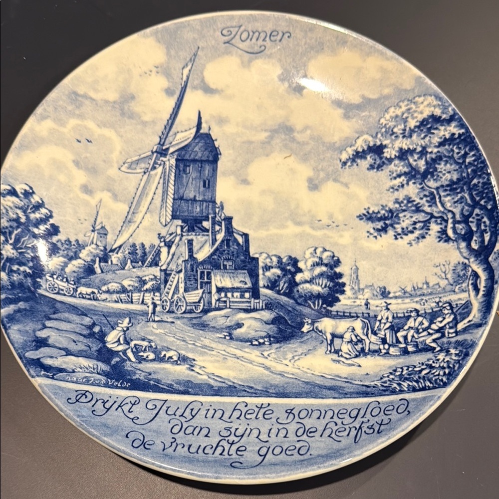 Netherlands Zomer Original delft plate Blue and White Decorative Plate